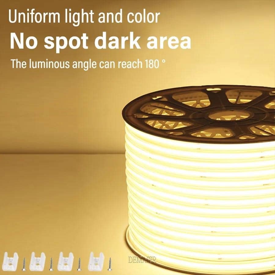 COB LED sloksne 220V aptumšošana/slēdzis EU spraudnis 360LED/m 3000k ...