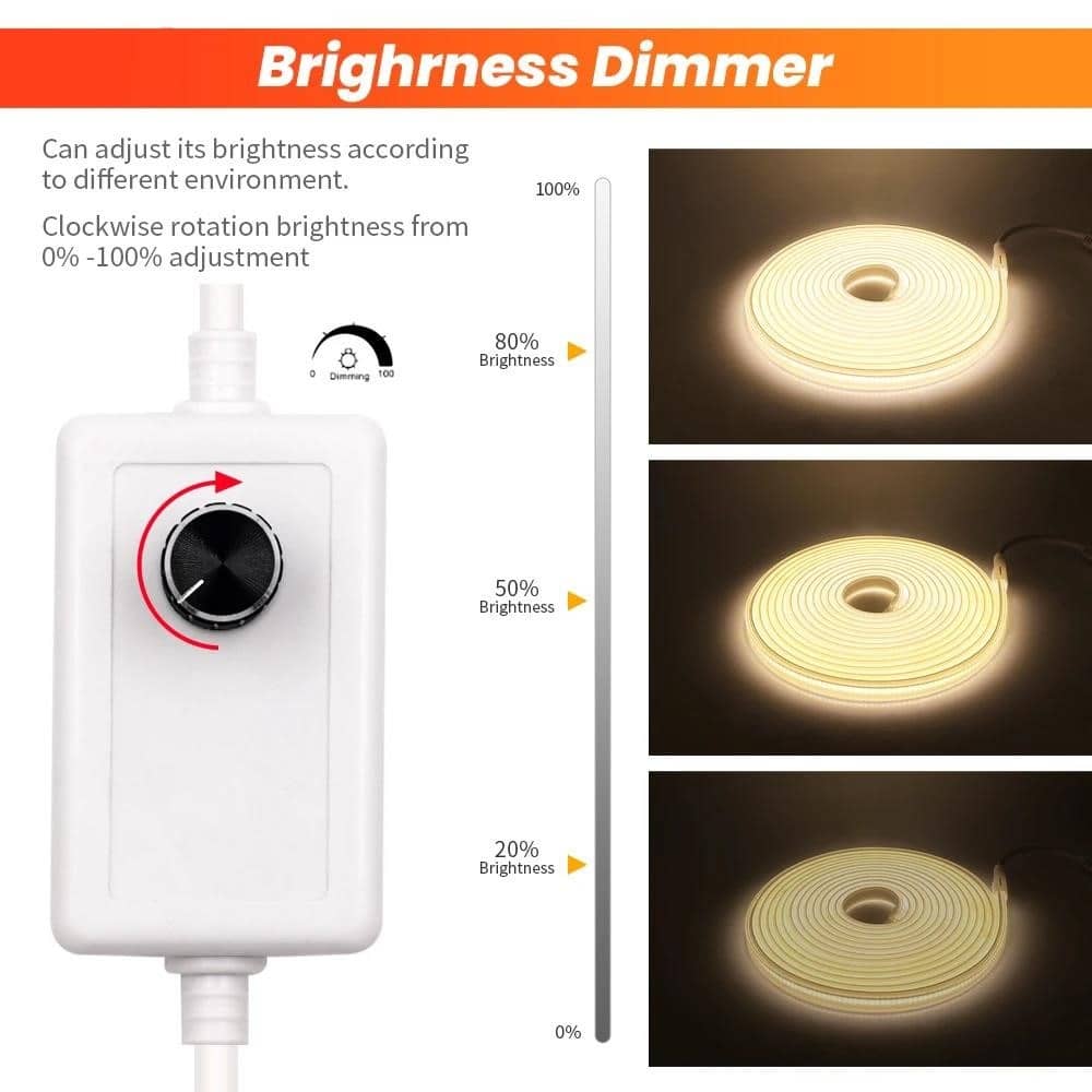 COB LED sloksne 220V aptumšošana/slēdzis EU spraudnis 360LED/m 3000k ...